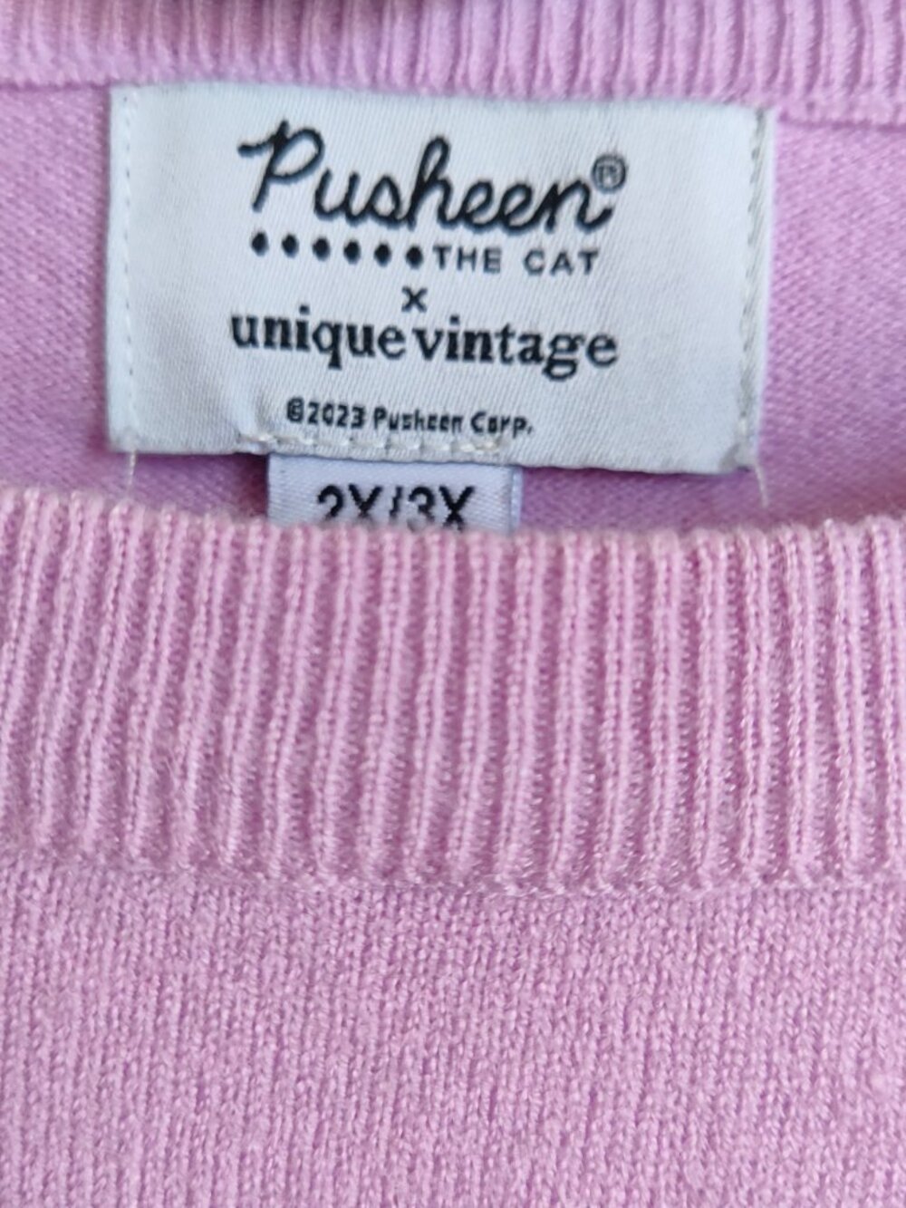 Pusheen x Unique Vintage Retro Pumpkin Cat Pinup Sweater Halloween Lilac Knit 2X - Picture 7 of 8